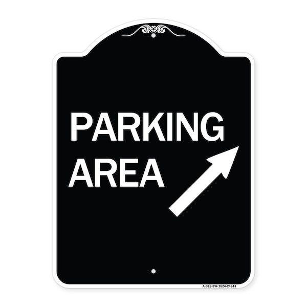 Parking Area Up Right Arrow Symbol Heavy-Gauge Aluminum Architectural Sign, 24" x 18", BW-1824-24613
